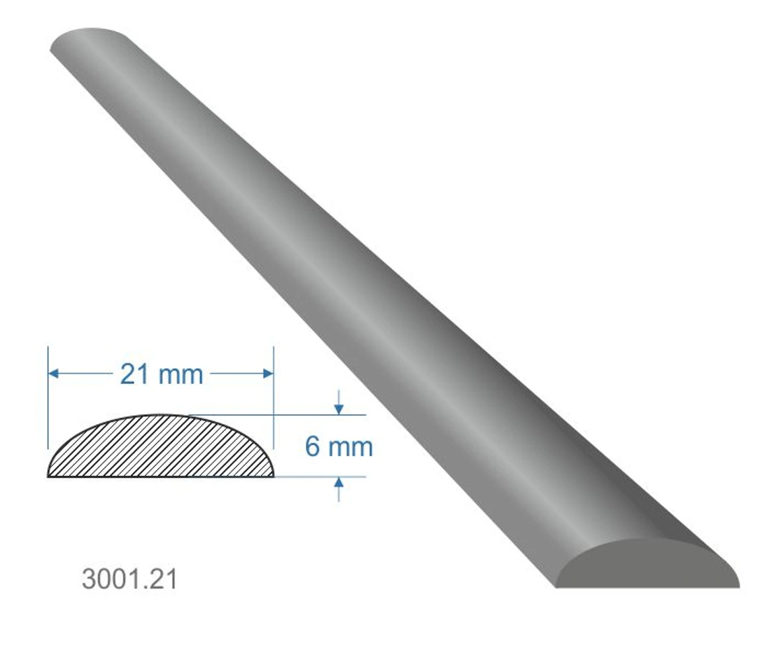 Pásovina oblá D, 21 x 6 x 2000 mm, měkká, cena za KUS (2m)
