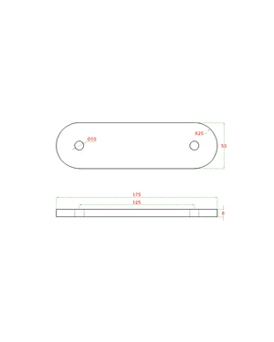 Kotvící deska L = 175 mm, broušená nerez AISI 304 - slide 1