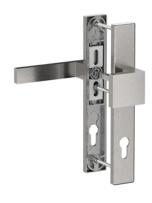 Hliníkový set so štítom kľučka/guľa, brúsený elox - slide 0