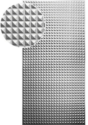 Plech pozinkovaný, 2000 x 1000 x 1,2 mm, 3D vzor pyramída 2 - slide 0