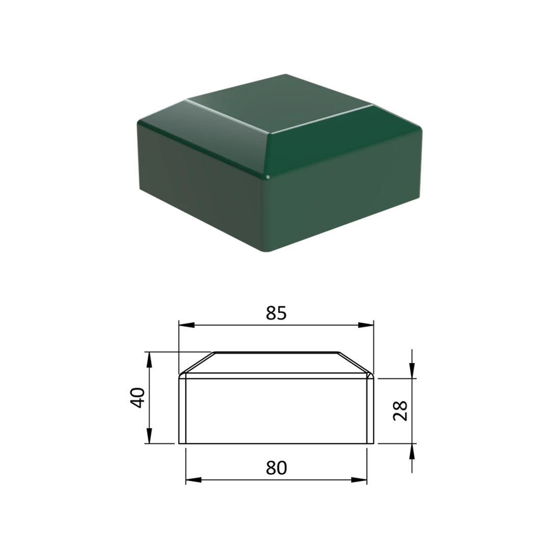 Vonkajšia krytka 80 x 80 mm, plastová PE