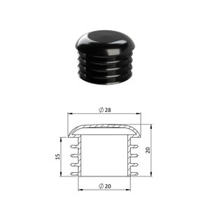 Vnútorná krytka guľatá ø 28 mm, plastová, čierna - slide 0