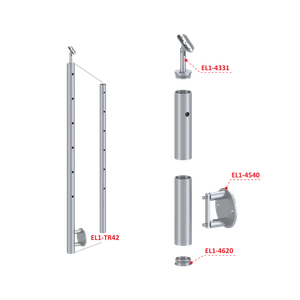 Nerezový sloup, boční kotvení, 6děrový průchozí - slide 2