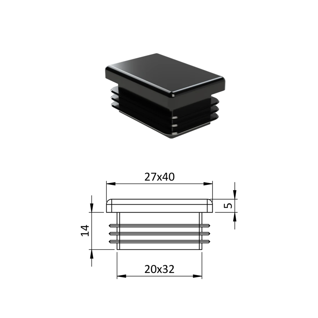 Krytka plastová 27 x 40 mm