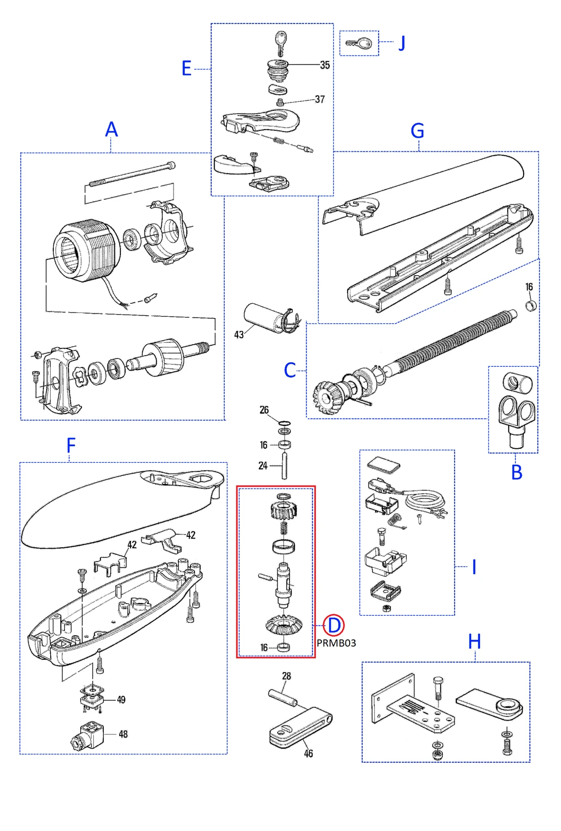 PRMB03 kit prevodovky pre MOBY4005,4006,5015,5016
