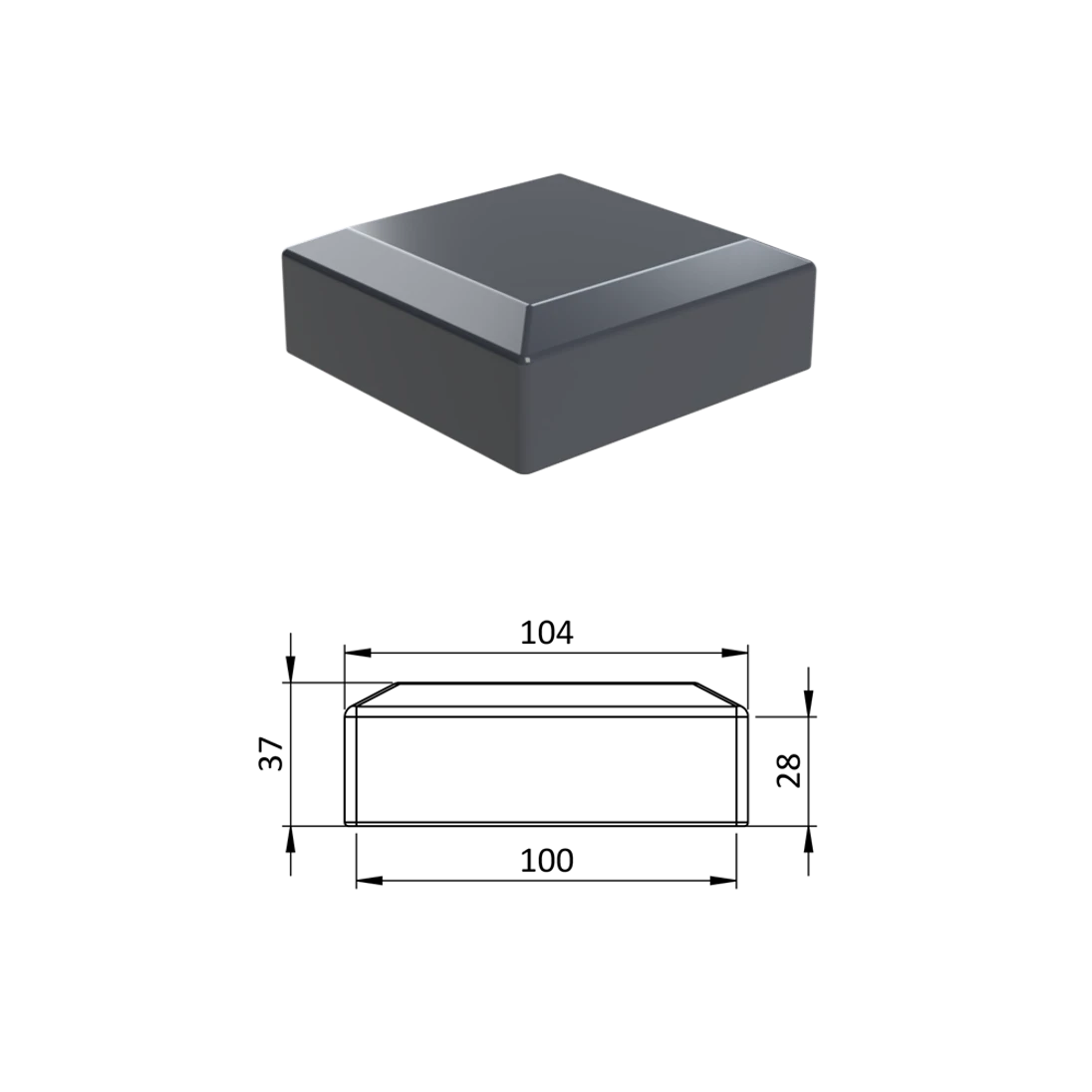 Vnější krytka 100 x 100 mm, plastová PE, antracit