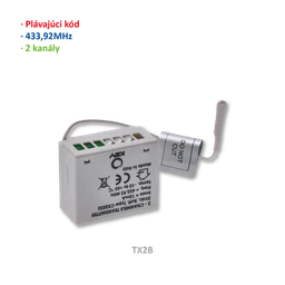 Vestavitelný bateriový 2kanálový vysílač s plovoucím kódem