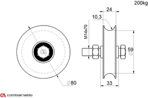 Vodiace koliesko ø 80 mm jednoložiskové, nosnosť 200 kg - slide 1