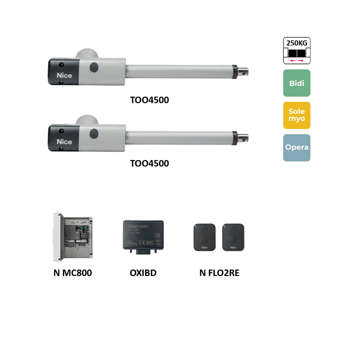 TOO4500KLT sada pre dvojkrídlovú bránu do 4,5 m/krídlo