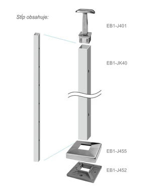 Nerezový sloup, vrchní kotvení, 6děrový průchozí - slide 3