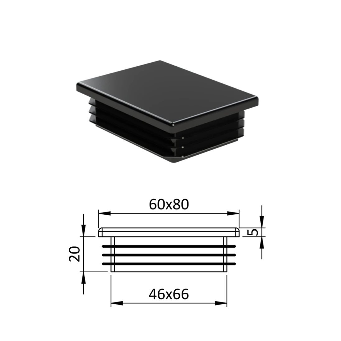 Krytka plastová 60 x 80 mm