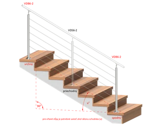 Nerezový sloup, vrchní kotvení, 6děrový koncový - slide 1