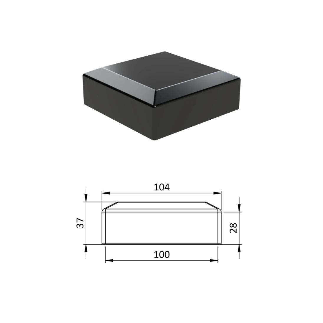 Vonkajšia krytka 100 x 100 mm, plastová PE, čierna