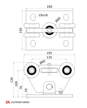 Vozík PICCOLO (67x67mm) pre brány do 300 kg/4,5 m, AISI 304 - slide 2