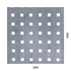 Dierovaný plech štvorcový radový Zn, otvor: 10x10 mm, rozteč: 20mm (1000x2000x1.5mm) - slide 0