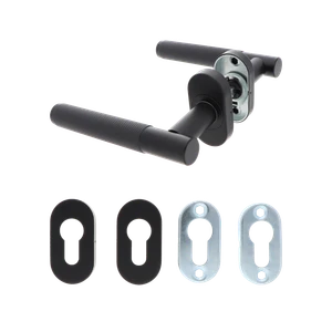 Kľučka s vrúbkovaným madlom, vrátane rozety, Al/AISI 304 - slide 0