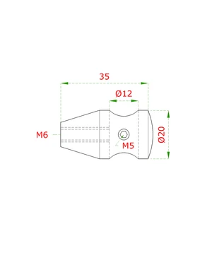 Držák tyče ø 12 mm, plochý, závit M5, broušená AISI 304 - slide 1