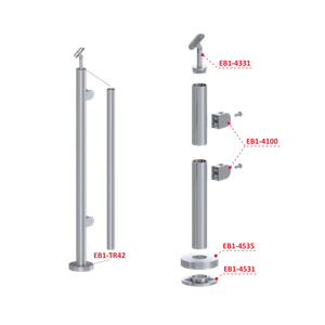 Nerezový sloup, vrchní kotvení, výplň: sklo, pravý - slide 2