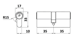 cylindrická vložka EURO 35/35mm, niklová, 3 klíče, šroub M5x65mm - slide 3