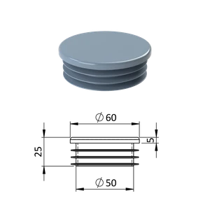 Vnitřní krytka kulatá ø 60 mm, plastová, šedá - slide 0