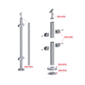 Nerezový stĺp, vrchné kotvenie, výplň: sklo, priechodný - slide 2