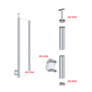 Nerezový stĺp, bočné kotvenie, bez výplne - slide 2