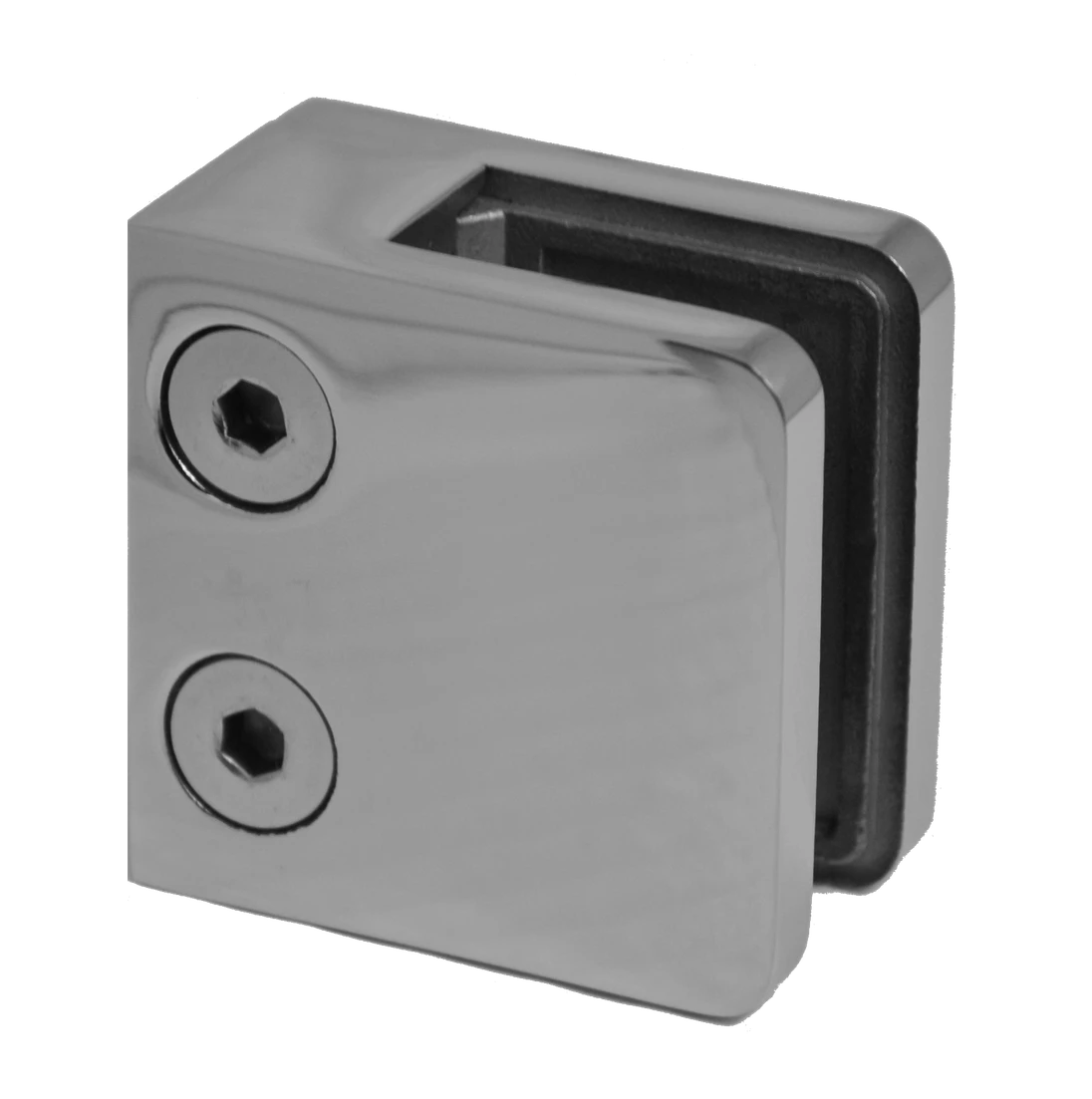 Svorka skla/plechu na jokel 40 x 40 mm, leštená AISI 304