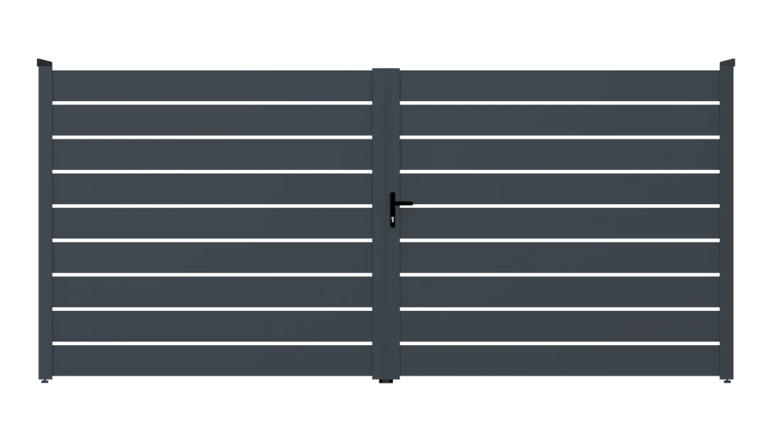 Krídlová brána, hliníková, šírkovo nastaviteľná, 4000 x 1803 mm