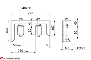 Horní vedení brány Combi Arialdo, 2 nylonové kladky 40 x 60 mm, ochranný kryt - slide 1