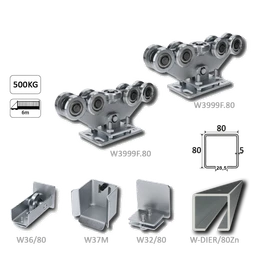 Samonos do 500 kg/6 m, dierovaný profil 80 × 80 × 5 mm, Zn