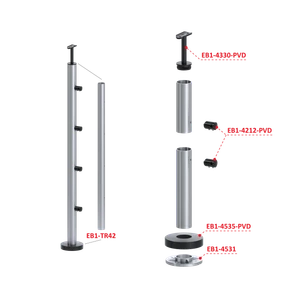 Nerezový stĺp, vrchné kotvenie, 4-radový, priechodný - slide 1