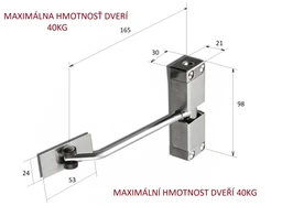Dverový pružinový zatvárač, 98 x 165 mm, kryt z nereze