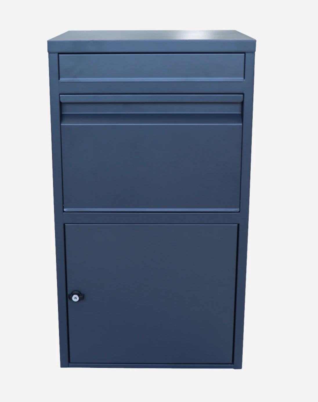 Box na balíky (410x385x720mm) s přepadovou lištou na ochranu balíků, tloušťka 0.8mm) velikost balíku: 320x300x180mm, bar