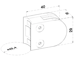 Svorka skla/plechu na trubku ø 42,4 mm, broušená AISI 304 - slide 1