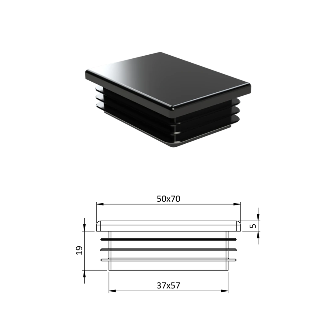 Krytka plastová 50 x 70 mm