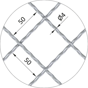 Žebírkové pletené síto - vzor Diamant, oko: 50x50mm, průměr pletiva ø4mm, rozměr 1000x2000mm, pozinkované - slide 1