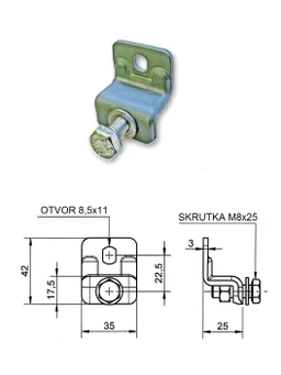 Držák pro kovový hřeben se šroubem M8 x 25 mm