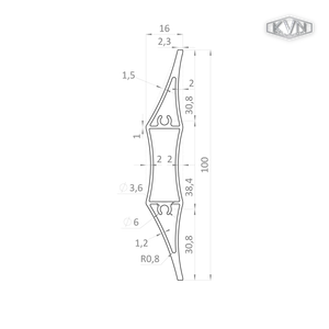 Al profil 100 x 16 x 6000 mm, bez povrchovej úpravy - slide 1