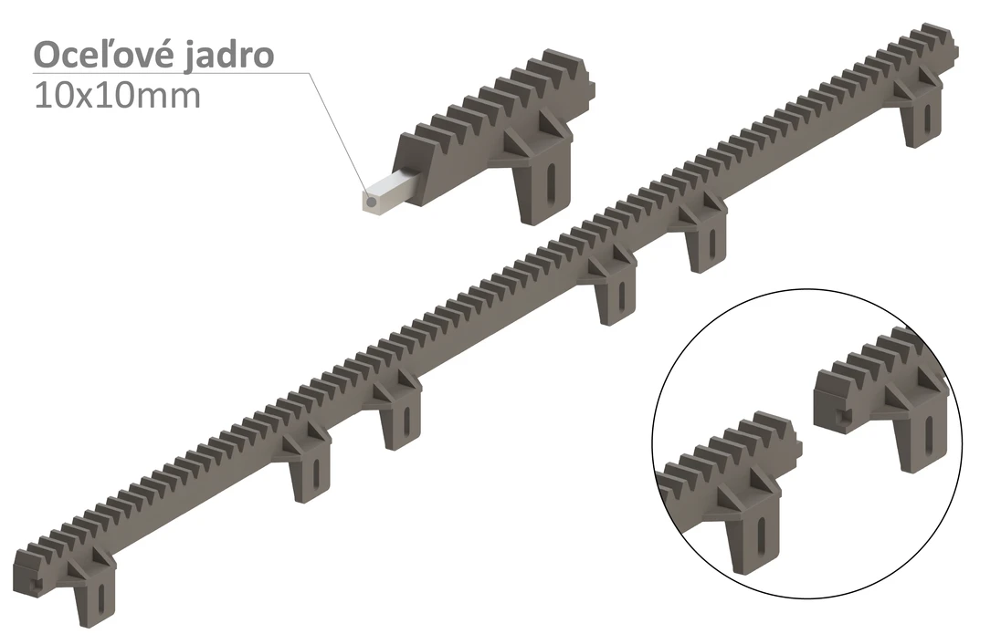 Hrebeň nylon 27 x 18 x 1000 mm, max do 800 kg