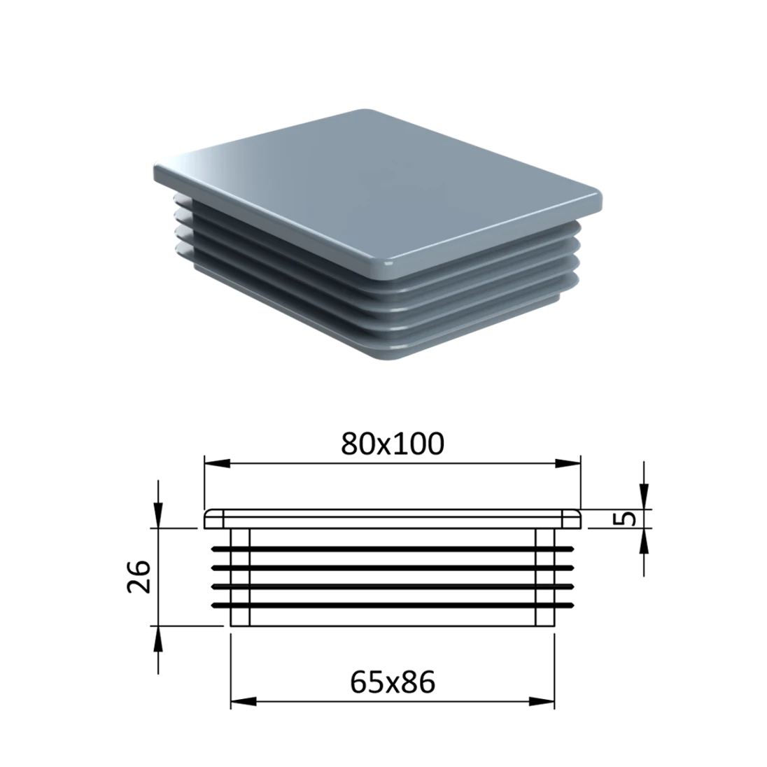 Krytka plastová 80 x 100 mm