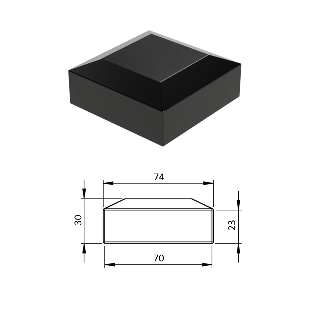 Vonkajšia krytka 70 x 70 mm, plastová PE