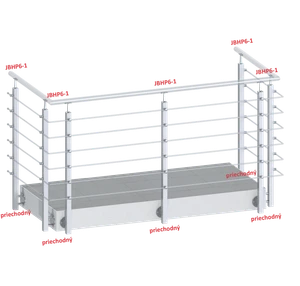 Nerezový stĺp, bočné kotvenie, 6-radový priechodný, vonkajší - slide 1