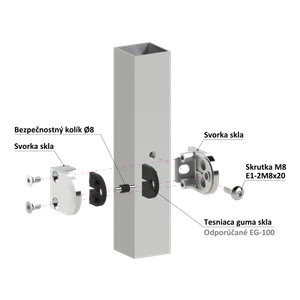 Svorka plochá, sklo 6–10,76 mm, broušená nerez AISI 304 - slide 2