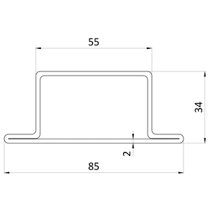 Uzavretý profil T 85 x 34 x 55 x 2 x 6000 mm, S235, hladký - slide 1