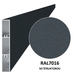 Al profil 100 x 16 x 6000 mm, lak se strukturou RAL 7016