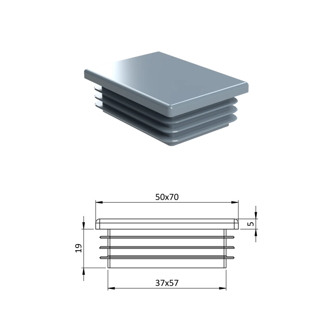 Krytka plastová 50 x 70 mm