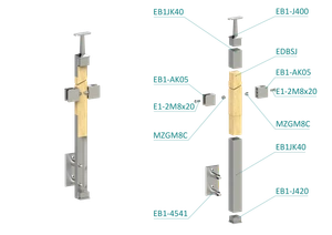 Dřevěný sloup, boční kotvení, výplň: sklo, průchozí - slide 1