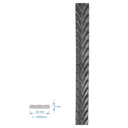 Plochá tyč vzorovaná 32 x 5 x 3000 mm, oceľ S235
