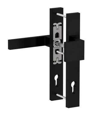 Hliníková sada se štítem klika/koule, černý broušený elox - slide 0