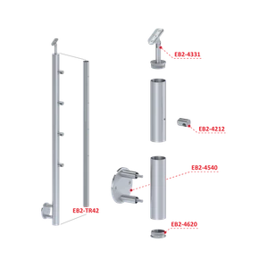 Nerezový sloup, boční kotvení, 4řadový průchozí - slide 2